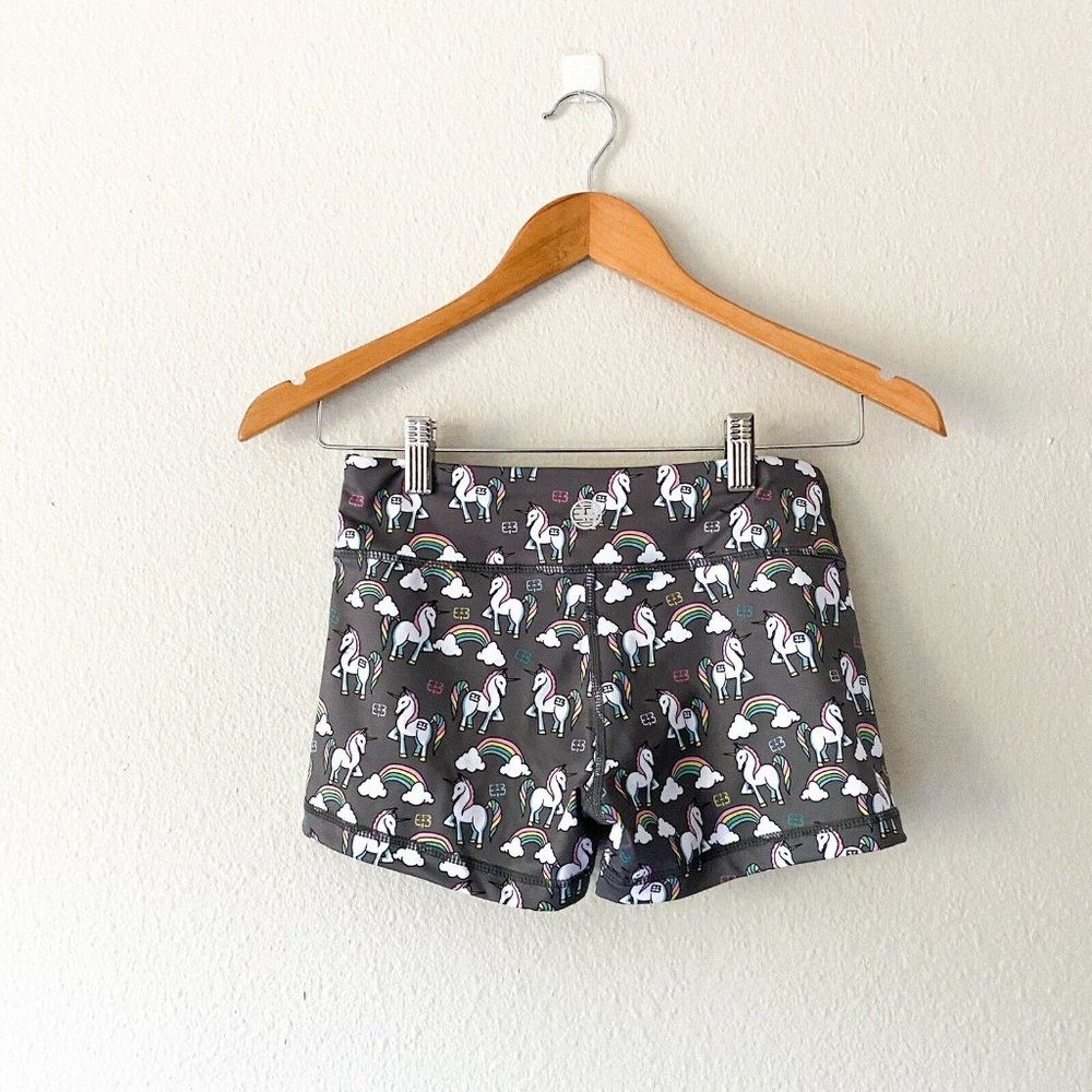 IAB mfg Unicorn Gray Booty Workout Shorts Spandex - Picture 1 of 5